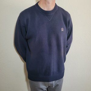 Vintage Tommy Hilfiger Mens Sweater XL Blue Navy Heavy Chunky Knit Crew Neck